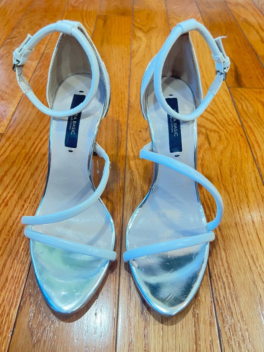 Zara White Silver Strappy Sandals Brand New Size 5.5